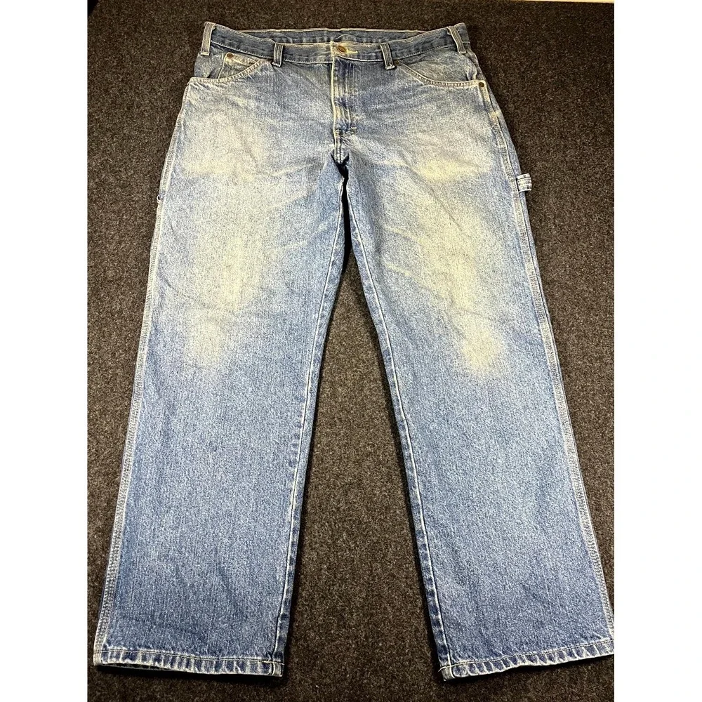Dickies Carpenter Jeans Men 35x29 Blue Denim Logo Mid Rise Straight Leg Workwear